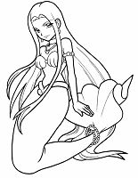 Ausmalbild Meerjungfrau mit Perlenkette