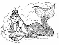 Ausmalbild Meerjungfrau auf dem Meeresgrund