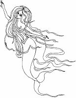 Ausmalbild Meerjungfrau wallendes Haar